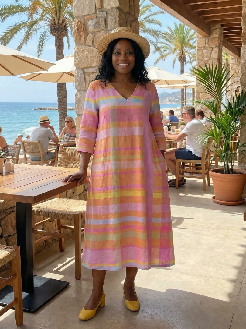 Tessa | Easy Drape Stripe Midi Dress