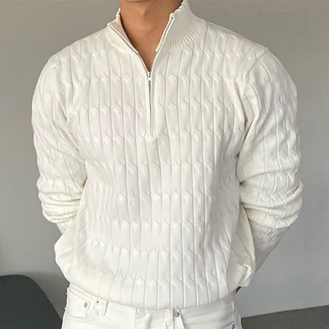 George l Half-Zip Cable Knit Sweater