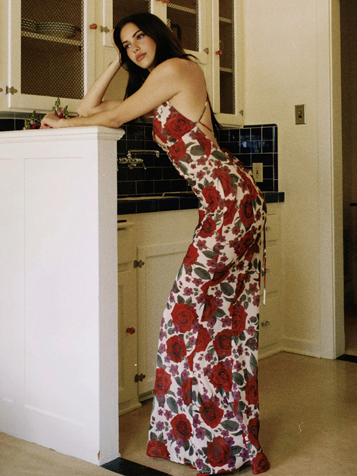 Backless Floral Long Dress
