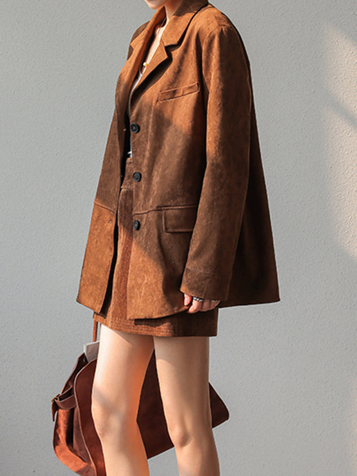 Vintage Suede Effect Blazer