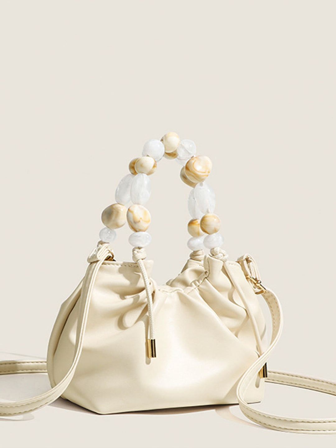 Pastel Beaded Handle Hobo Bag