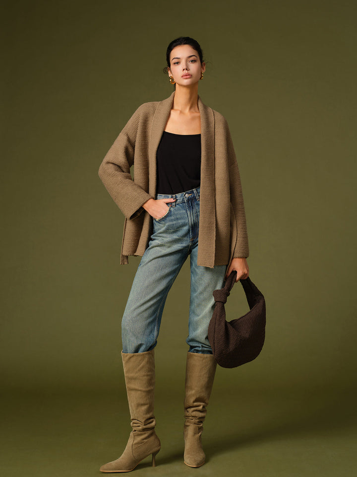 Suede Ruched Knee-High Boots