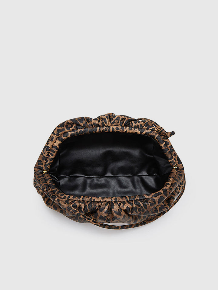 Leopard Print Ruched Cloud Bag