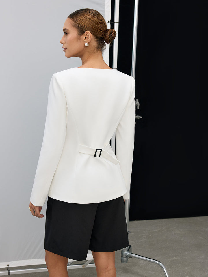 Square Neck Button Blazer