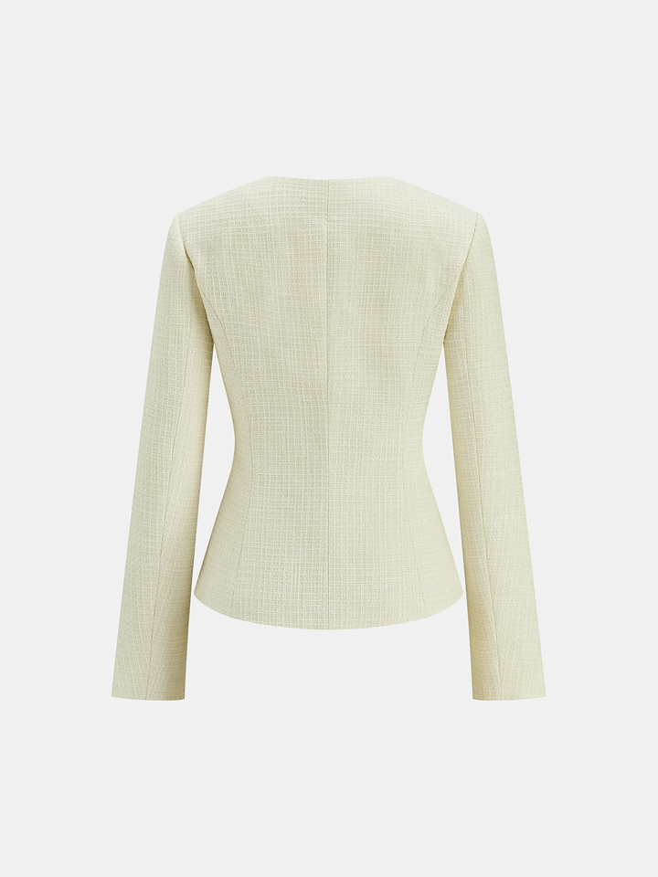 Metal Button Tweed Blazer