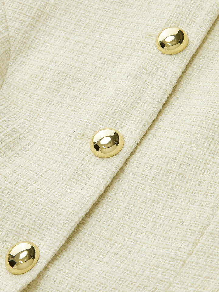 Metal Button Tweed Blazer