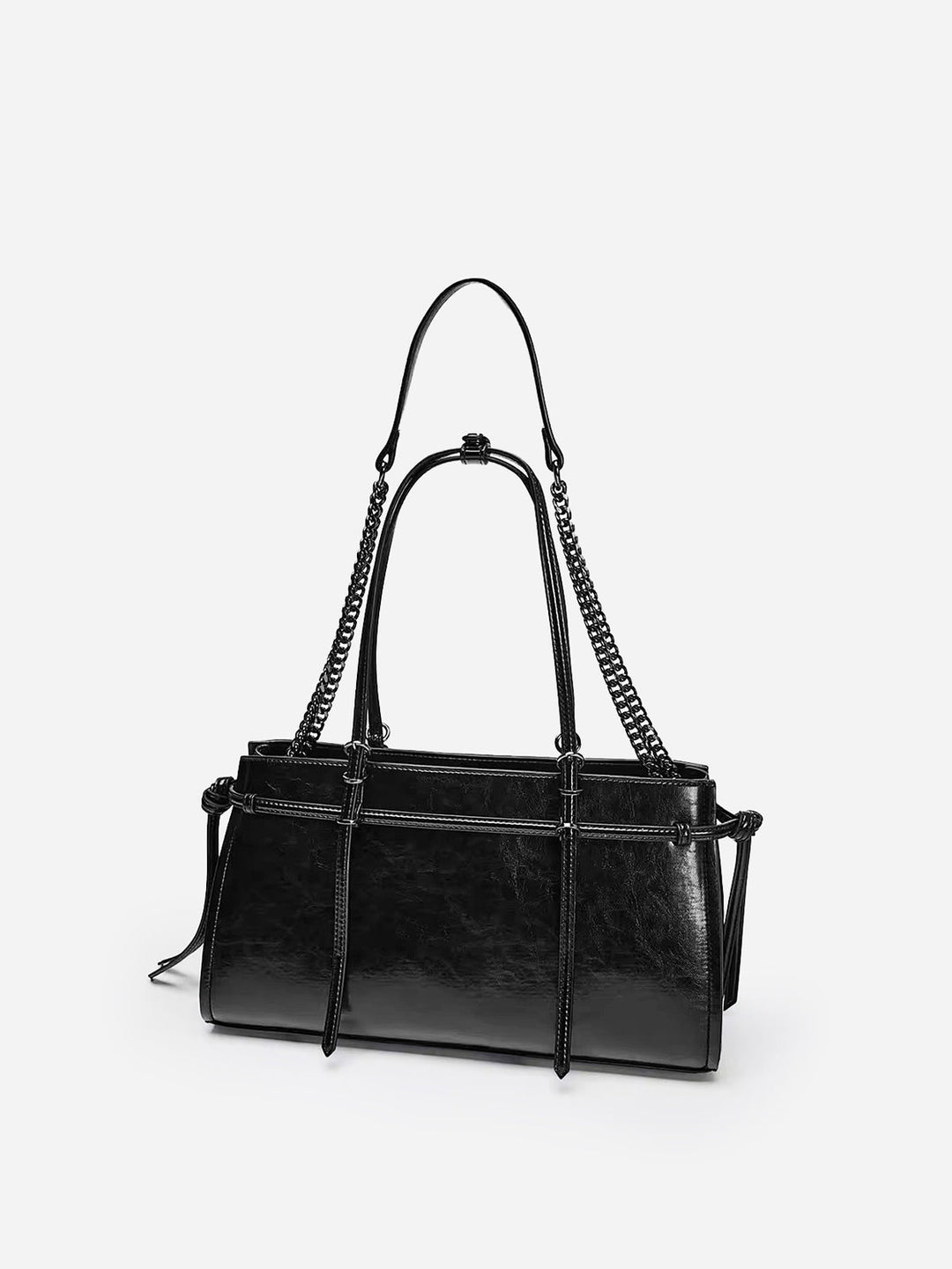 Double Strap PU Leather Tote Bag