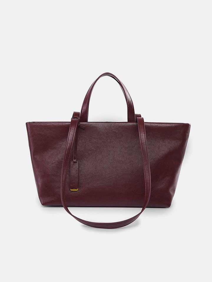 Faux Leather Large-Capacity Tote Bag