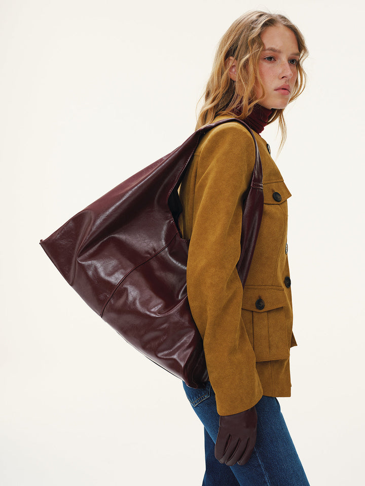 Oversized PU Leather Tote Bag