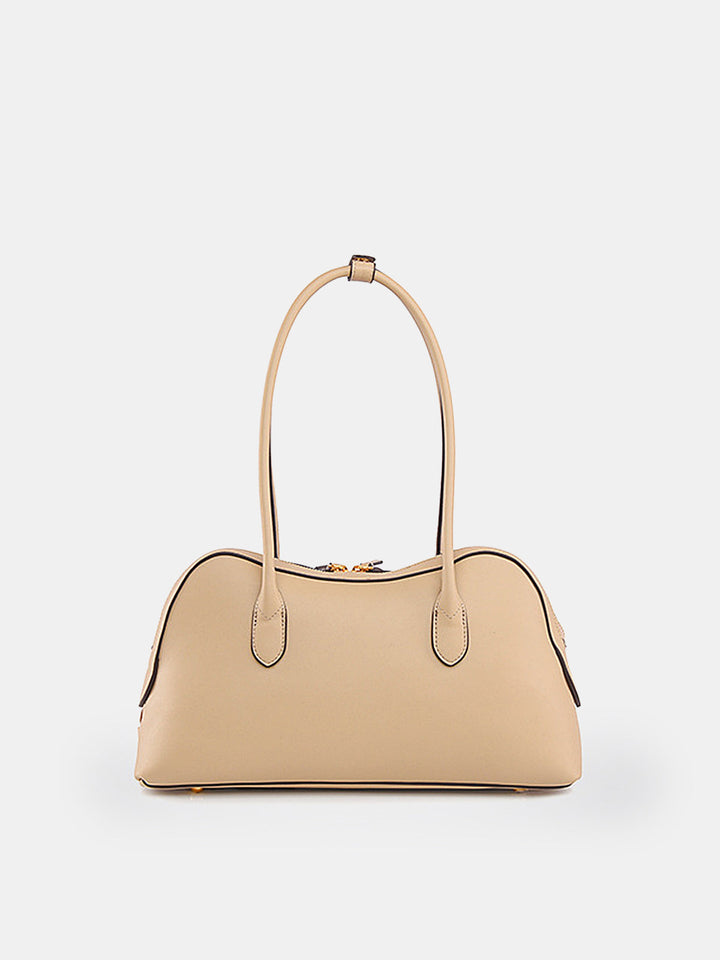 Golden Lock Detail Woven Shoulder Bag