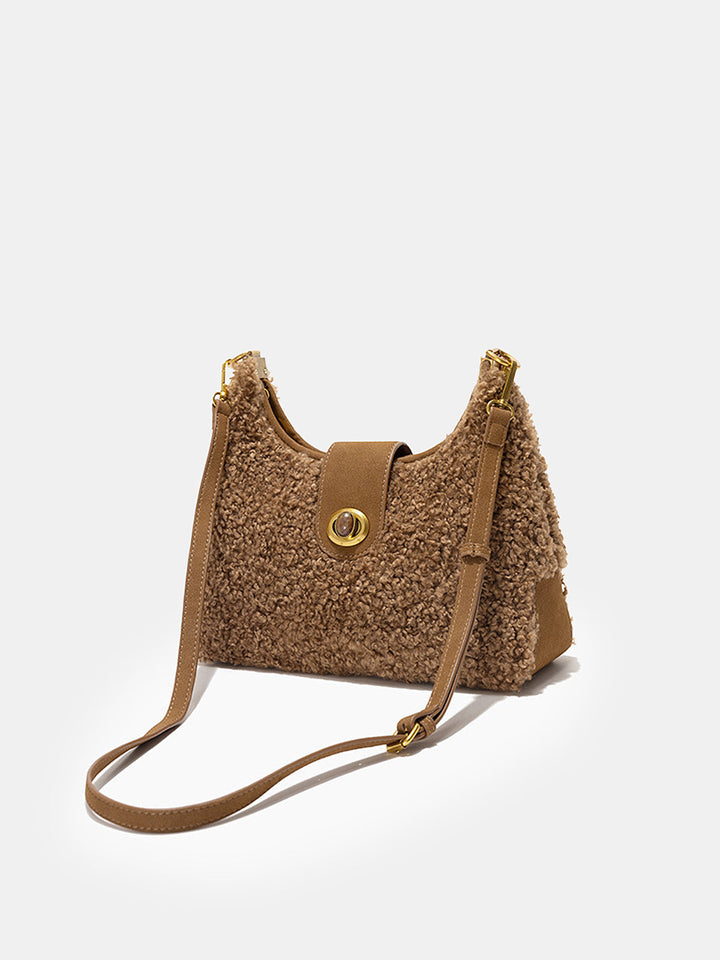 Faux Shearling Hobo Bag
