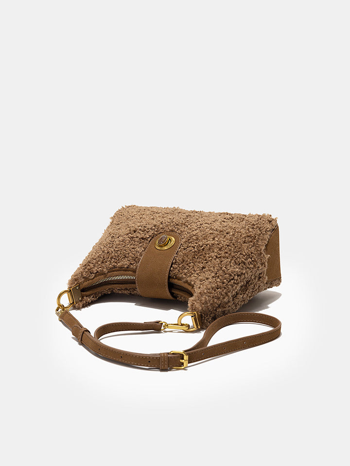 Faux Shearling Hobo Bag