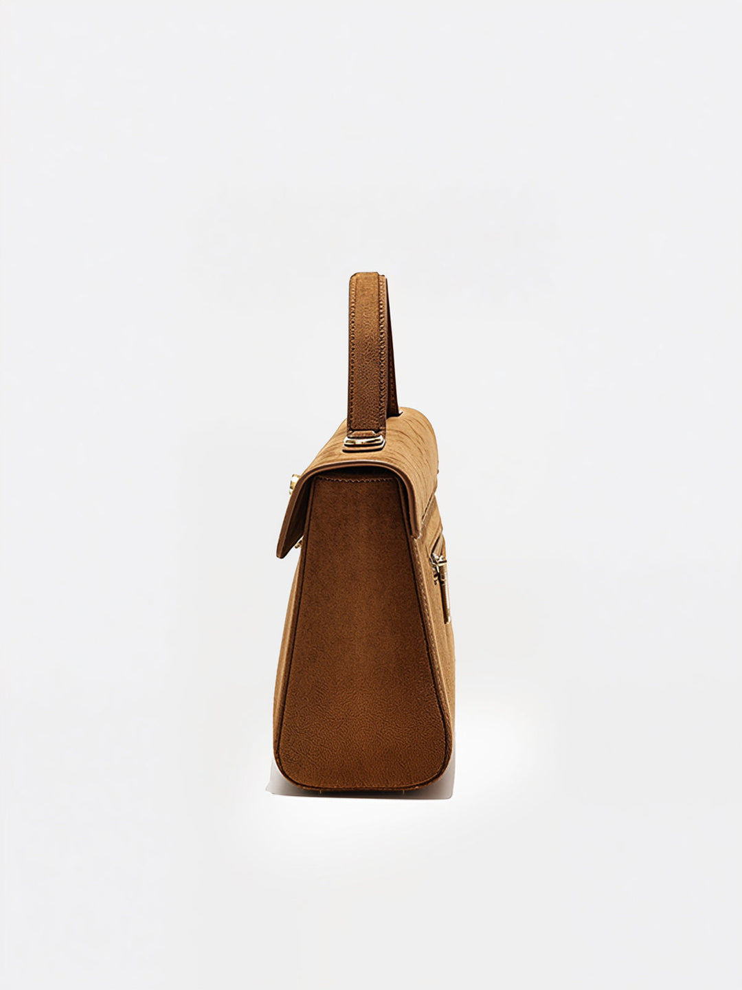 Suede Effect Top-Handle Bag
