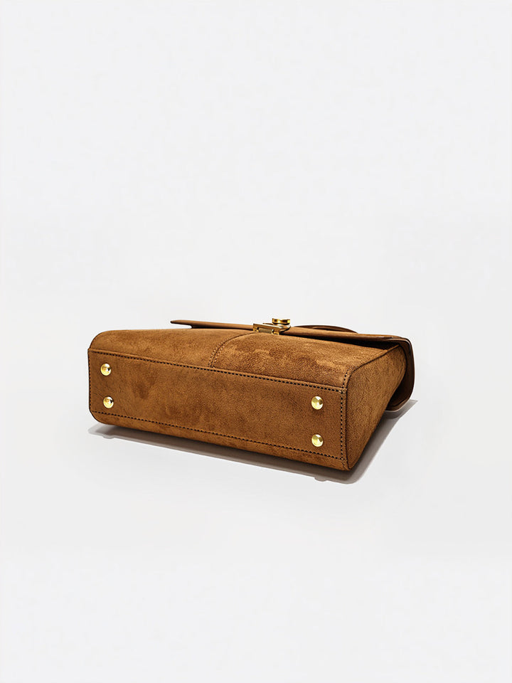 Suede Effect Top-Handle Bag