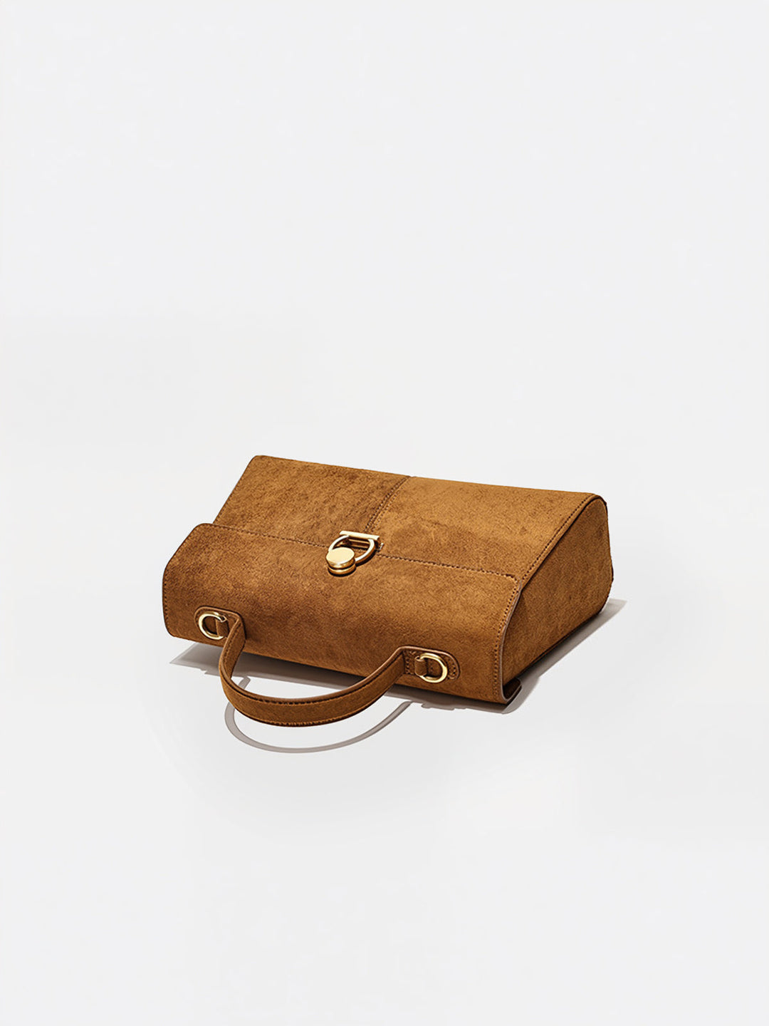 Suede Effect Top-Handle Bag
