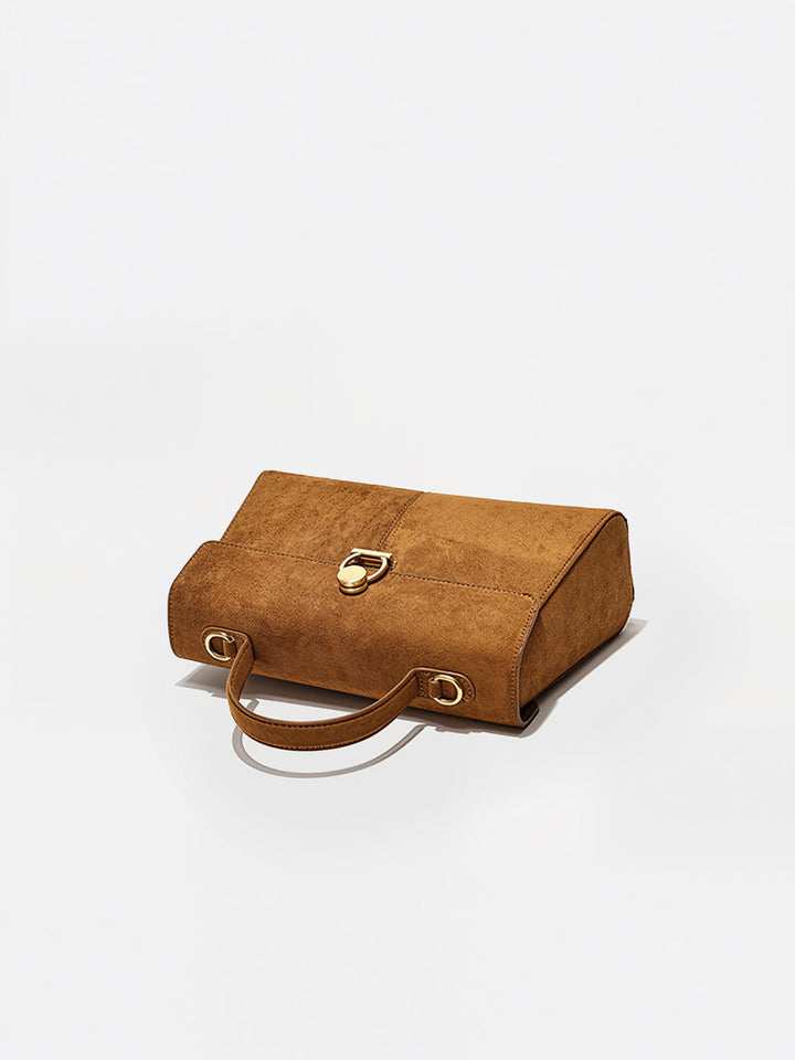Suede Effect Top-Handle Bag