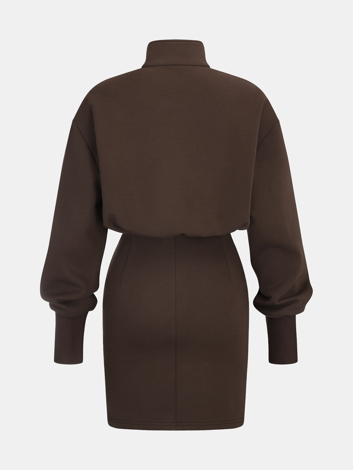 Half Zip Sweatshirt Mini Dress