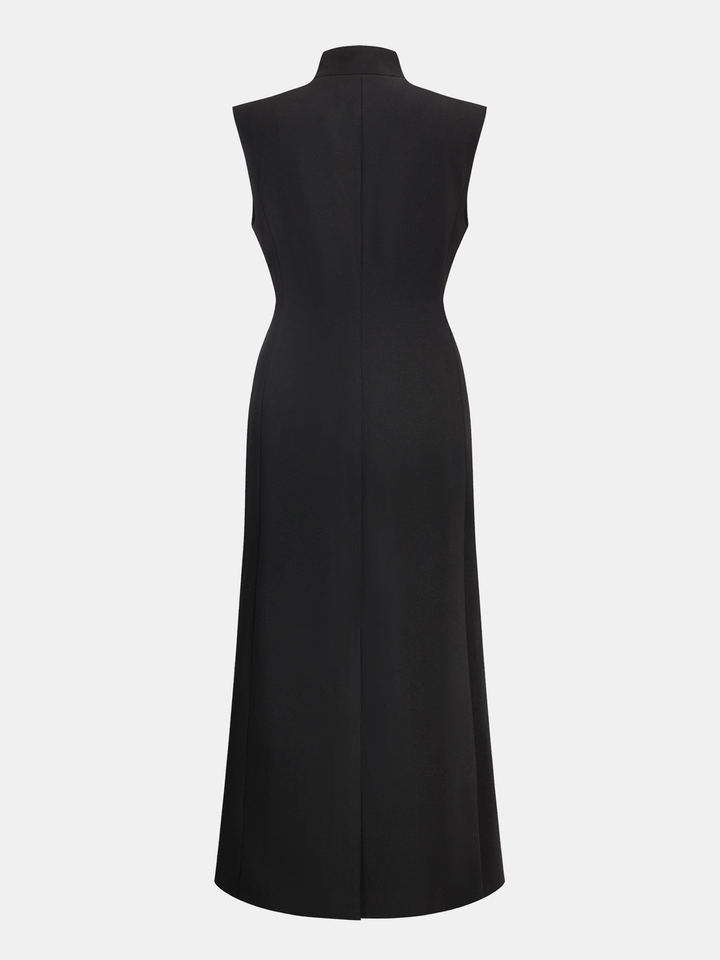 Sleeveless Metal Buckle Long Blazer Vest