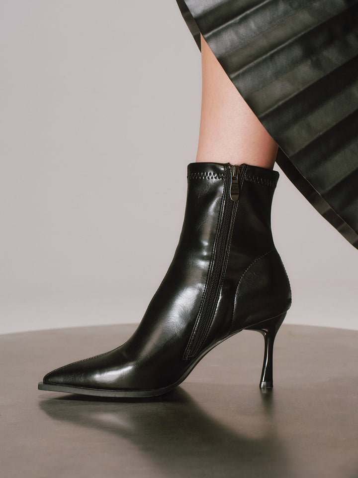 Pointed Toe Kitten Heel Ankle Boots