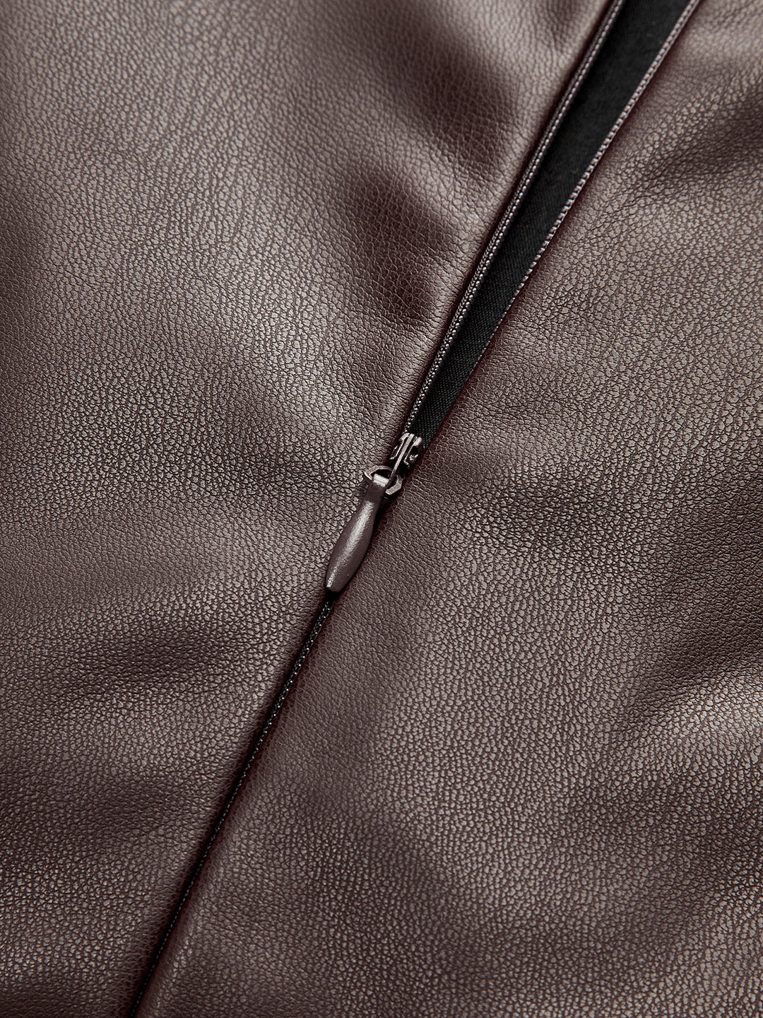 Faux Leather Waist Ruched Dress