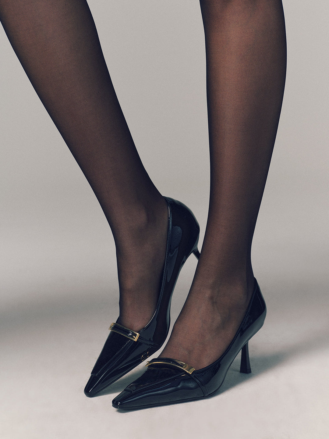 Metal Buckle Pointed-Toe Pumps