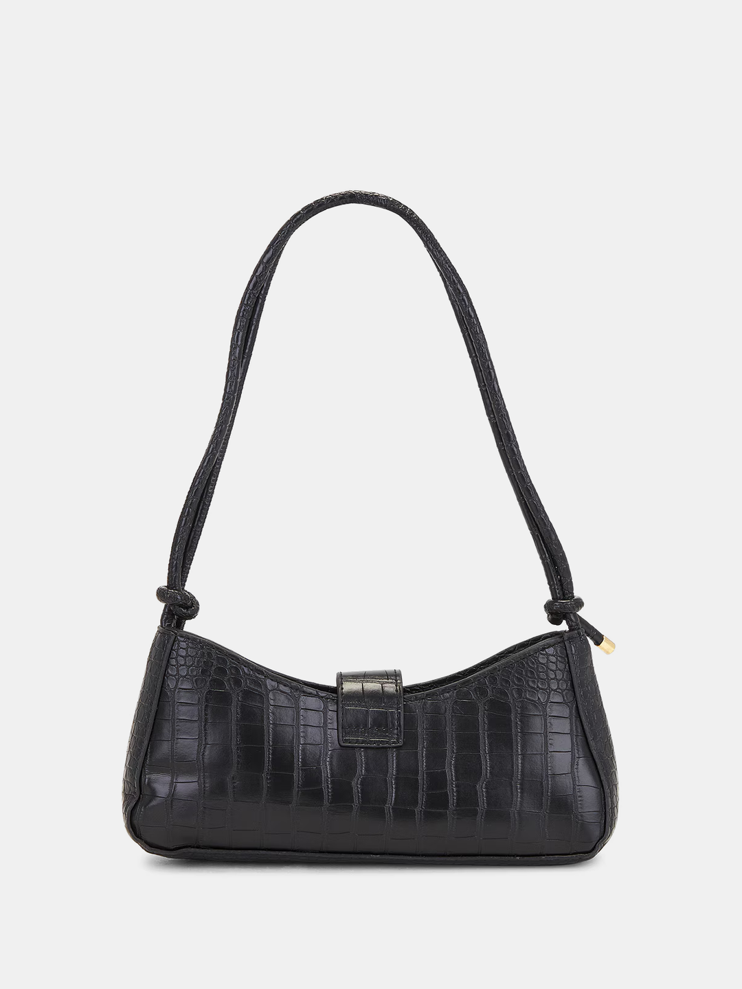 Croc-Embossed Buckle Underarm Bag