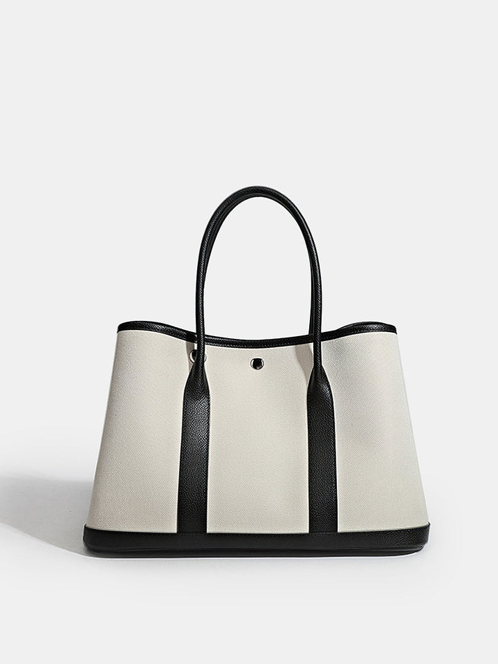 Large-Capacity PU Panel Canvas Tote Bag