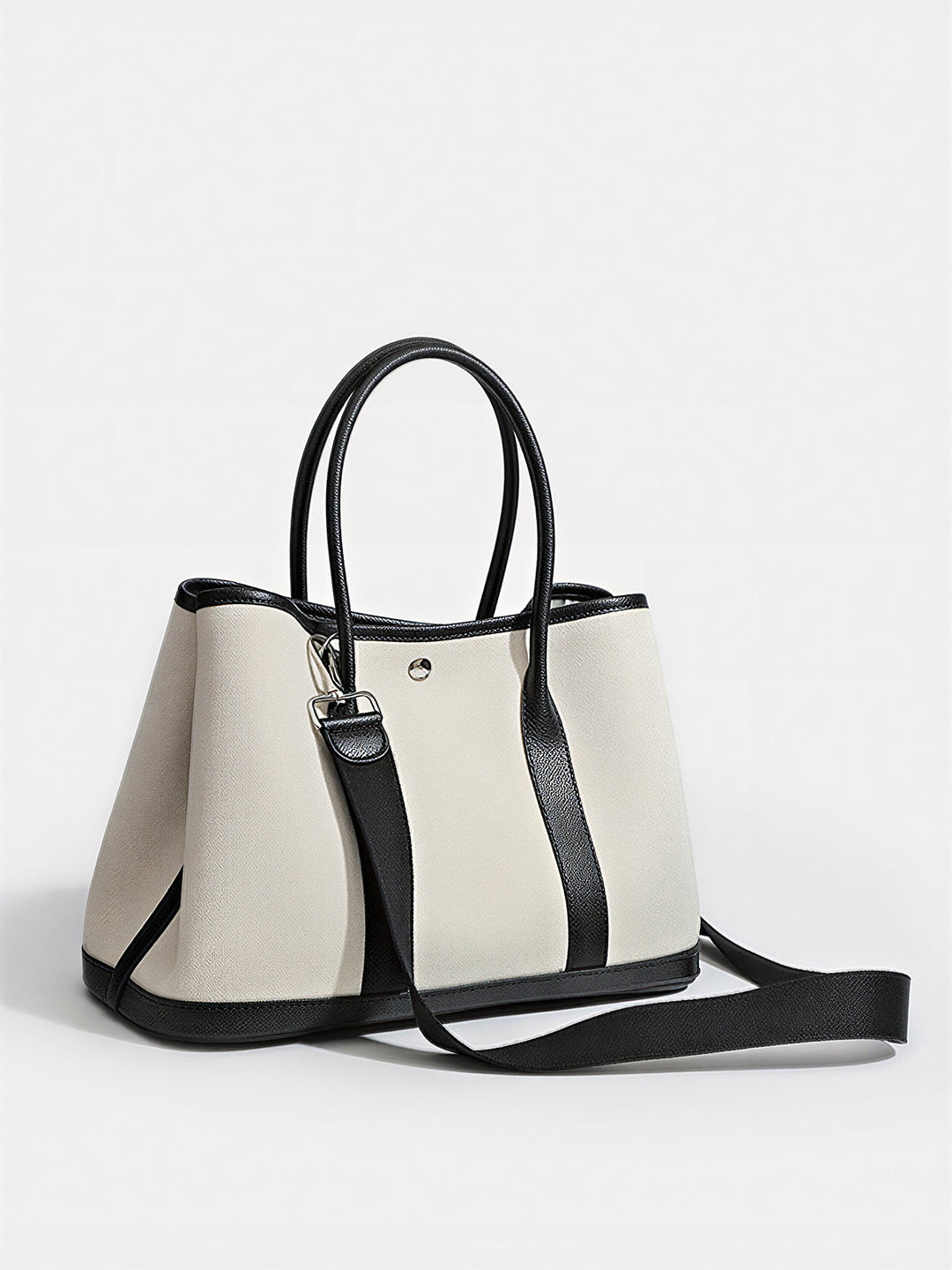 Large-Capacity PU Panel Canvas Tote Bag