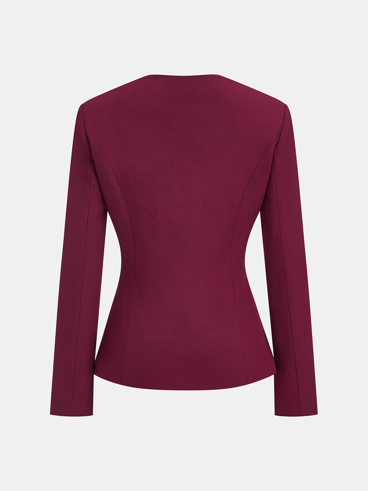 Square Neck Metal Button Fitted Blazer