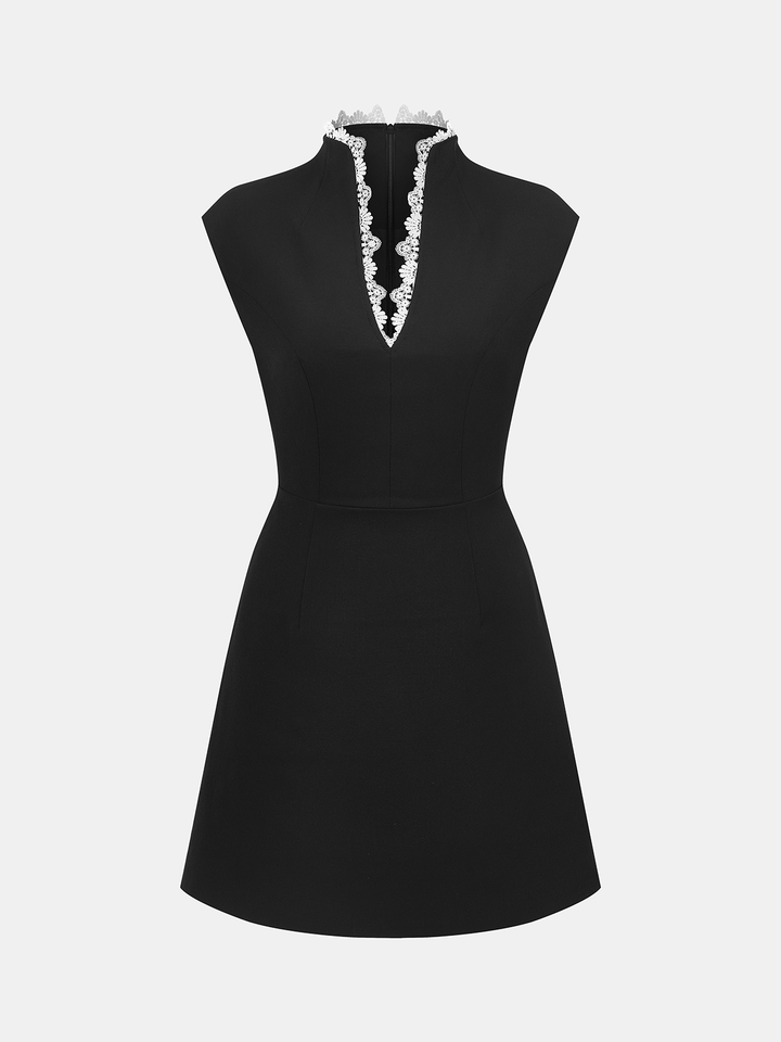 Lace Trim Sleeveless Dress