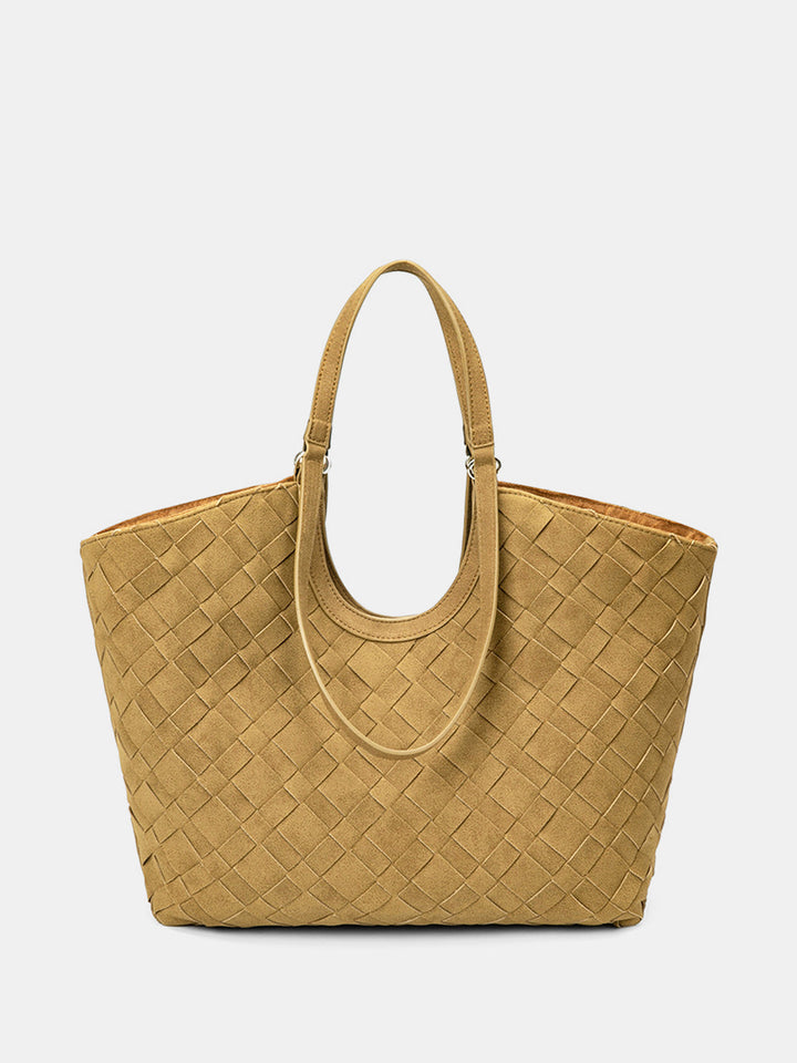Woven Suede Effect Tote Bag