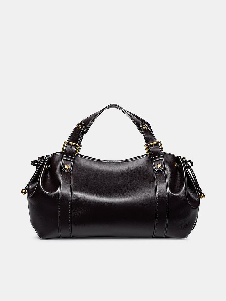 Solid Drawstring Boston Bag