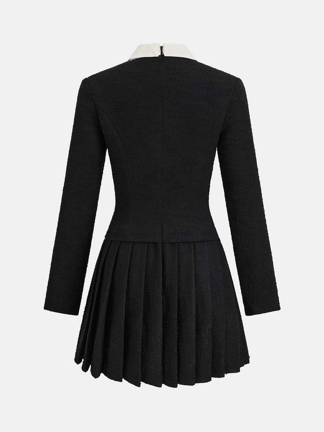 Contrast Collar Pleated Mini Dress
