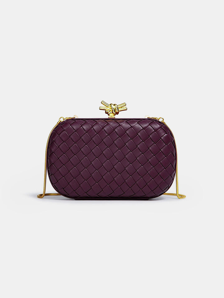 Knot Closure Woven Clutch Bag