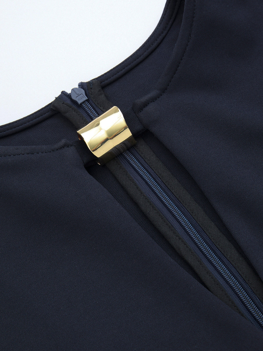 Metal Detail Keyhole Neck Midi Dress