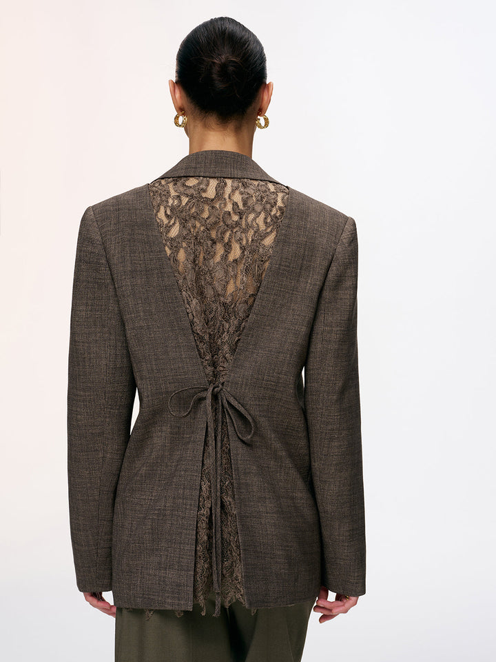 Lace Back Tie Detail Blazer