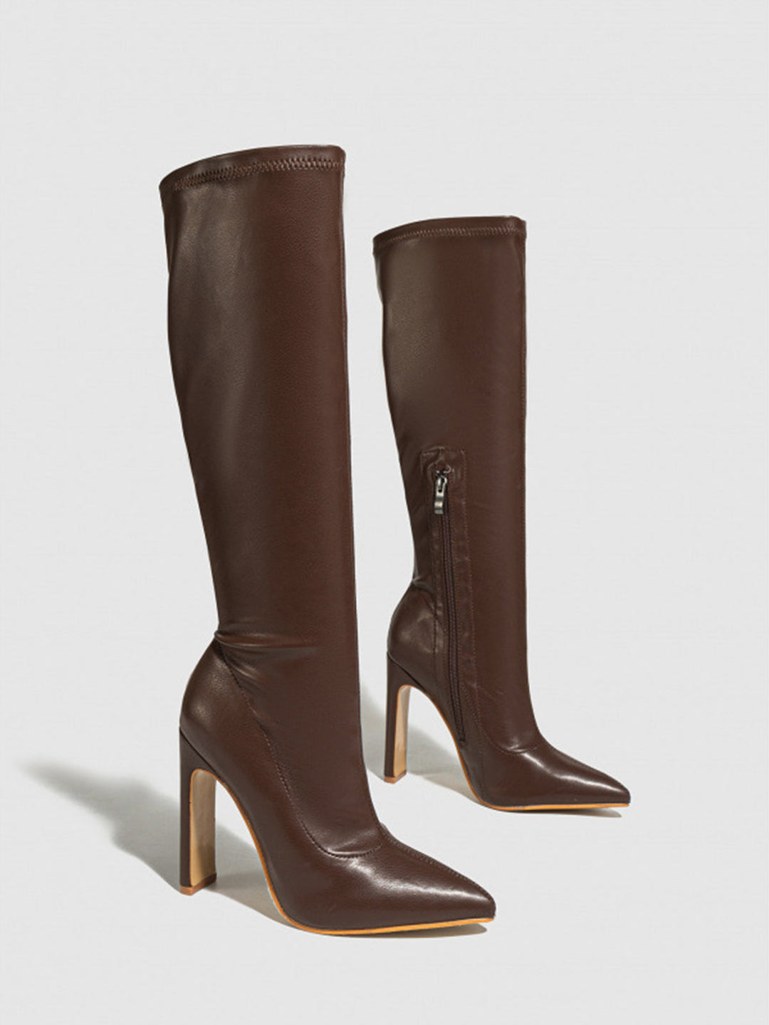 Pointed-Toe Stiletto Knee-High Boots