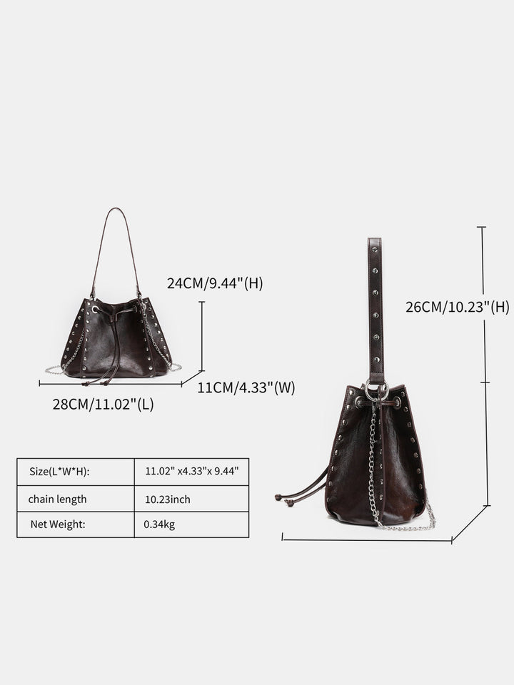 Studded Chain Bucket Bag